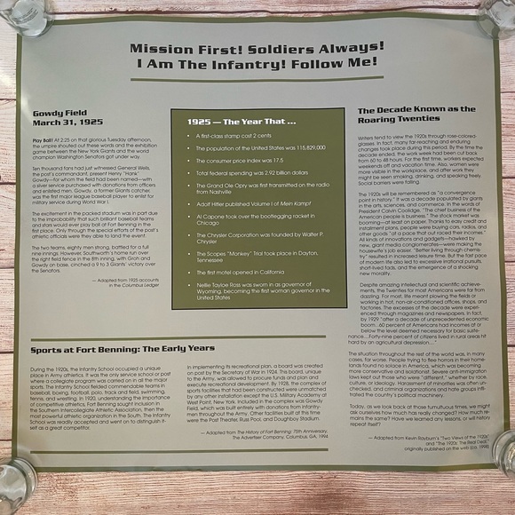 Gowdy Field Fort Benning Military Poster Print Double Sided  26” X 24” - Picture 7 of 11